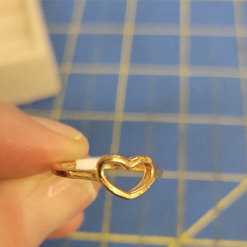 Gold Tone Hollow Heart Ring